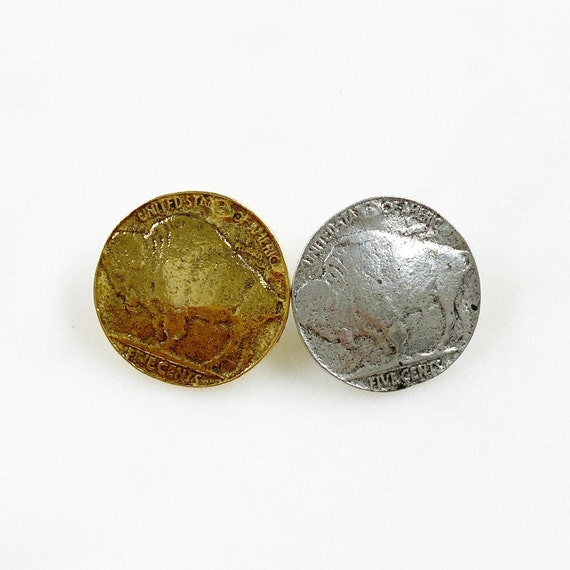 1 Piece Nickel Buffalo Coin Button Pewter Unique Coin Button Choose Your Color Antique Gold or Antique Silver