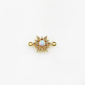 Small Cubic Zirconia Opal Star Connector Charm Gold Plated Sparkle Mini Connector Star Jewelry Making Charm
