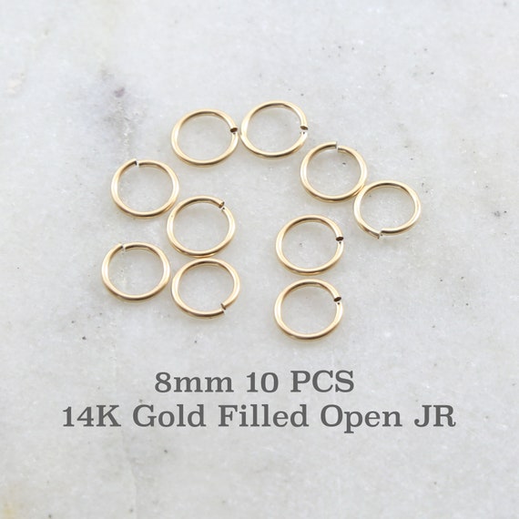 10 Pieces 8mm 24Gauge 14K Gold Filled Open Jump Rings Charm Links Jewelry Making Supplies Gold Findings
