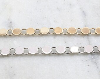 Base metal flat 7mm circle open link chain in nickel silver, shiny gold, lead and nickel free  / chain by the foot
