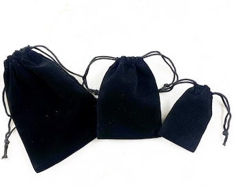 5 pieces black velveteen drawstring bag pouch wedding favors, jewelry packaging, coin storage, small gift bag / choose your size
