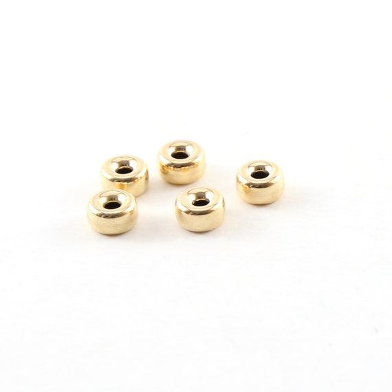5 Pieces 6mm Smooth Pony Rondelle Seamless 14K Gold Filled Spacer Beads