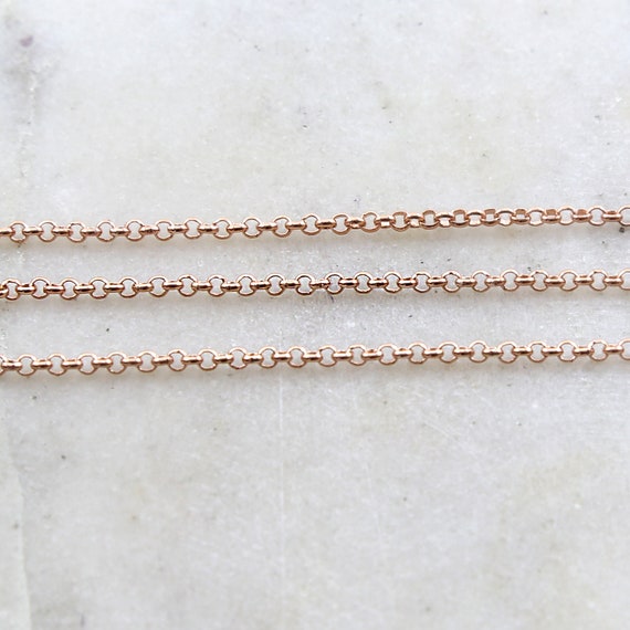 Rose Gold Plated Base Metal Dainty 2mm x 2mm Rolo Chain Dainty Minimal Simple Everyday Chain / Chain by the Foot