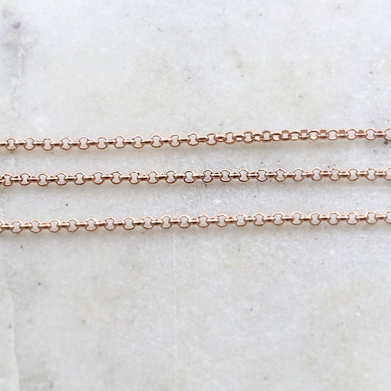 Rose Gold Plated Base Metal Dainty 2mm x 2mm Rolo Chain Dainty Minimal Simple Everyday Chain / Chain by the Foot