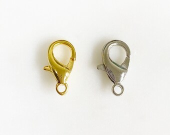 10 Piece 15mm Rounded Lobster Clasp Choose Your Color Gold or Silver Clasp Jewelry Making Supplies Clasp Findings
