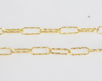 Chaîne torsadée texturée remplie d'or 14 carats Chaîne de trombone allongée Bijoux permanents en vrac Chaîne non finie/Vendu au pied