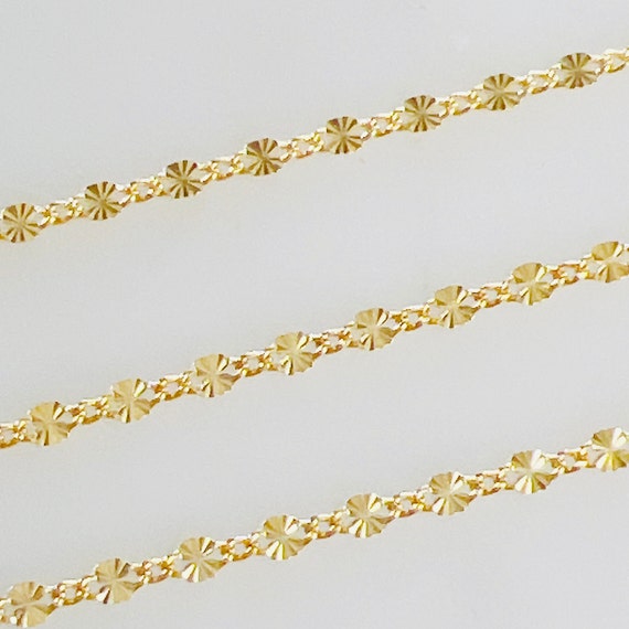 Dainty Tiny 14k Gold Filled Starbust Link Chain Curb Cable Chain Modern Chain  Permanent Jewelry Bulk Unfinished Chain/ Sold by the Foot