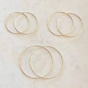 1 Pair 14K Gold Filled Large Endless Hoop Earrings 50mm, 45mm, 40mm  Earring Wires Earring Hook Component