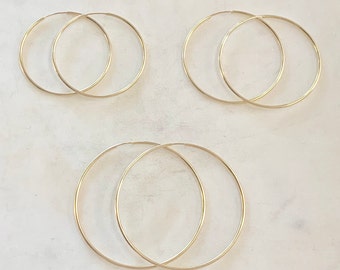 1 Pair 14K Gold Filled Large Endless Hoop Earrings 50mm, 45mm, 40mm  Earring Wires Earring Hook Component
