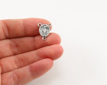 Sterling Silver Virgin Mother Mary Rosary 3 Way Link Connector