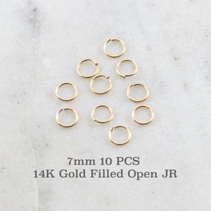 10 Pieces 7mm 19 Gauge 14K Gold Filled Open Jump Rings Charm Links Jewelry Making Supplies Gold Findings