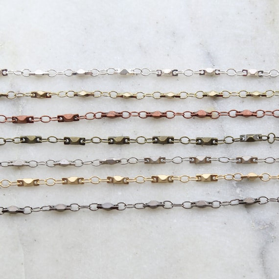 Base Metal Plated Pointed Stud Chain in  7 Finishes / Chain by the Foot