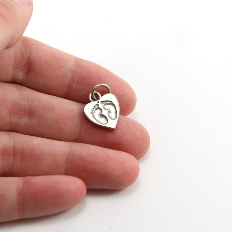 Sterling Silver Baby Feet Imprint Heart Charm Pendant New Born Etsy