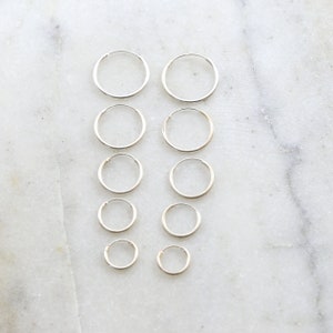 1 Pair Sterling Silver Small Endless Hoop Earrings 18mm, 16mm, 14mm, 12mm, 10mm Earring Wires Earring Hook Component