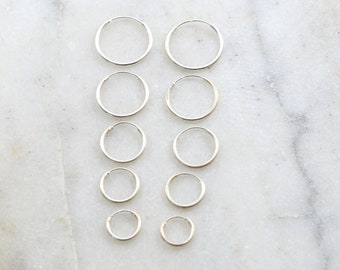 1 Pair Sterling Silver Small Endless Hoop Earrings 18mm, 16mm, 14mm, 12mm, 10mm Earring Wires Earring Hook Component