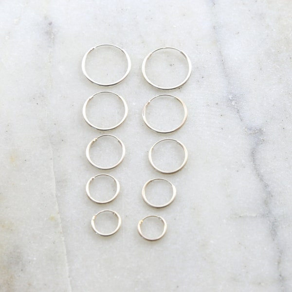 1 Pair Sterling Silver Small Endless Hoop Earrings 18mm, 16mm, 14mm, 12mm, 10mm Earring Wires Earring Hook Component