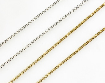 Base metal thinner venetian box chain choose your color jewelry making chains / sold by the foot / bulk unfinished chain