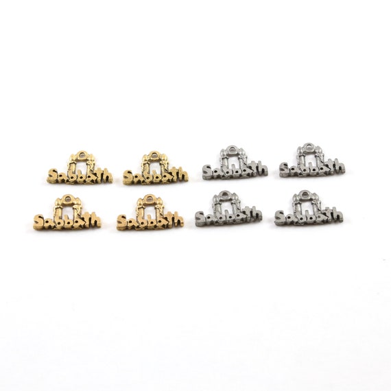 4 Pieces Pewter Sabbath Candles Charm Jewish Religious Pendant 14mm x 14mm