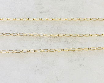 14K guldfylld liten oval länkkedja med liten cirkel 3,4 mm x 1,6 mm permanenta smycken säljs fotvis/ ofärdig kedja i bulk
