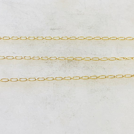 14K Gold Filled Small Oval Link Link Chain with Small Circle 3.4mm x 1.6mm Permanent Jewelry  Sold by the Foot/ Bulk Unfinished Chain