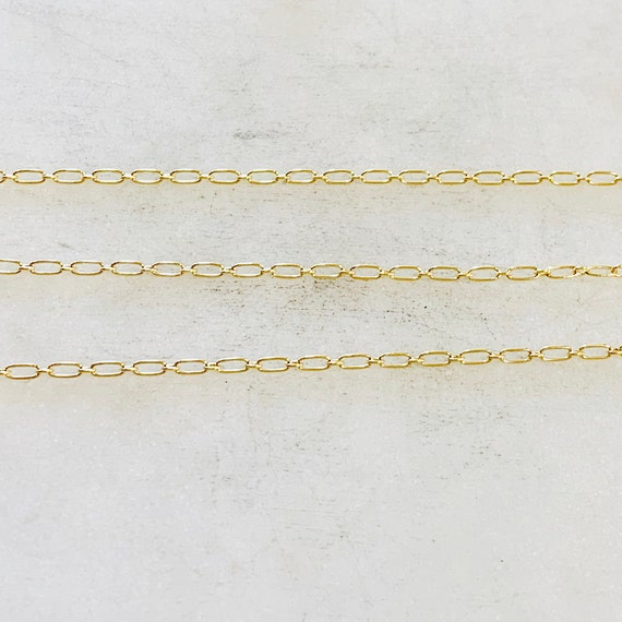 14K Gold Filled Small Oval Link Link Chain with Small Circle 3.4mm x 1.6mm Permanent Jewelry  Sold by the Foot/ Bulk Unfinished Chain