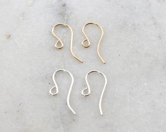 1 pair minimal ear wire earring wires earring hook component in sterling silver or 14k gold filled