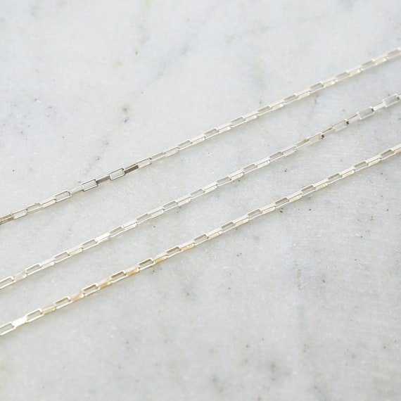 3.6mm x 1.6mm Large Faceted Elongated Venetian Rectangle Cable Chain Box Chain Sterling Silver Sold by the Foot / Bulk Unfinished Chain