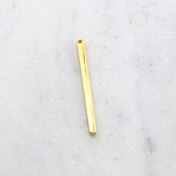 Vermeil Gold 3D Long Thick Bar Bead Charm Pendant with Hole