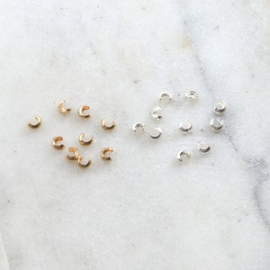 10 pezzi di piccole coperture per perline a cricchetto da 3 mm in argento sterling 925 o oro 14K riempito per infilare perline