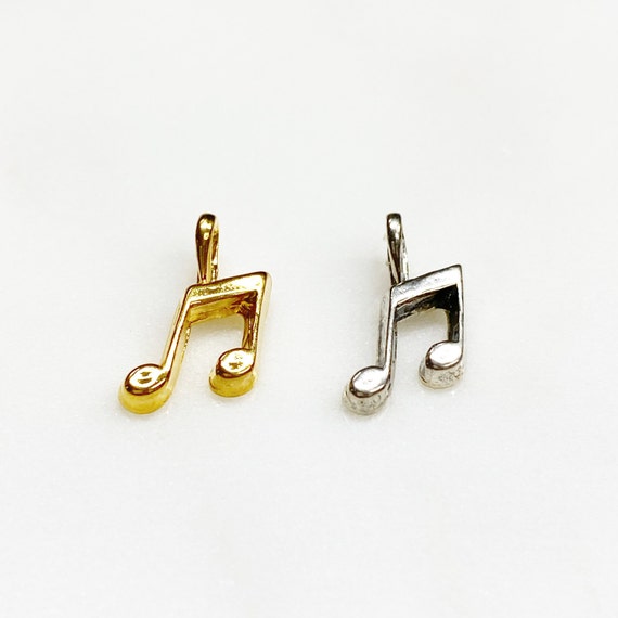 Vermeil Or Sterling Silver Small Tiny Musical Eighth Note Artist Singer Music Charm Pendant