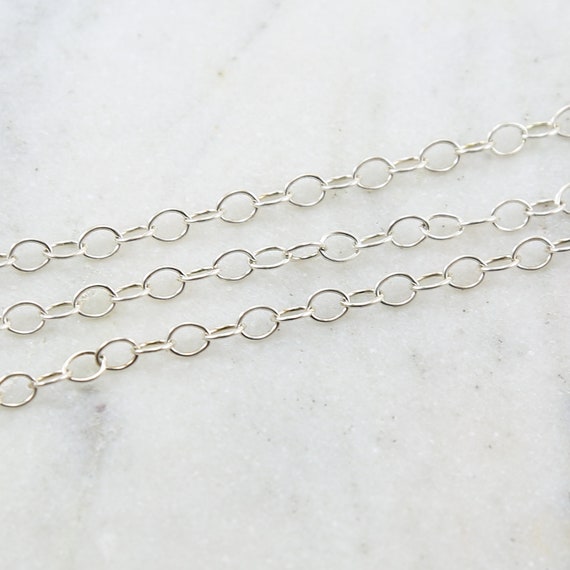 Thick Sturdy Sterling Silver Smooth Oval Link Chain Extender Chain 6mm x 4.7mm  / Sold by the Foot / Bulk Unfinished Chain