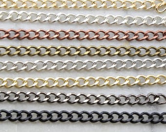 Base metal thick faceted diamond cut curb chain in 8 finishes purse chain heavy duty sturdy chain openable links / chain by the foot
