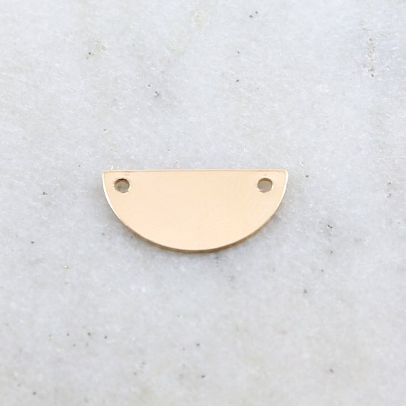 14K Gold Filled Half Circle Half Moon Stamping Blank Connector Charm Link Pendant