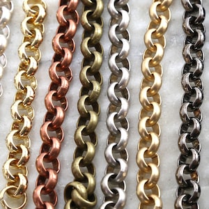 Base Metal Plated 11mm Extra Large Rolo Openable Thick Chain in 8 Finishes / Chain By the Foot
