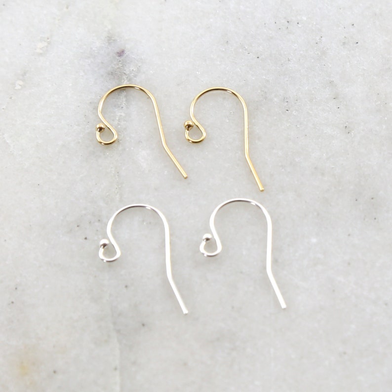 1 Pair Ball End Ear Wire Earring Wires Earring Hook Component in Sterling Silver or 14K Gold Filled image 1