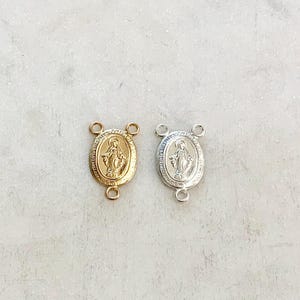 14k gold filled or sterling silver virgin mother mary rosary connector