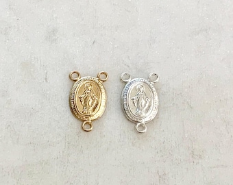 14k gold filled or sterling silver virgin mother mary rosary connector