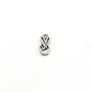 Sterling Peace Sign Hand Charm Hippie Love 60&#39;s Charm