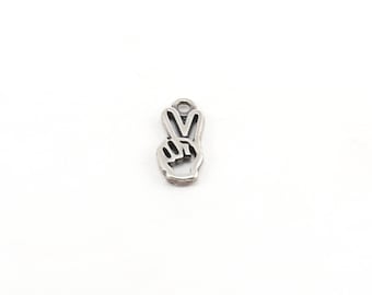 Sterling Peace Sign Hand Charm Hippie Love 60's Charm