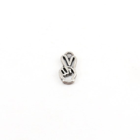 Sterling Peace Sign Hand Charm Hippie Love 60's Charm