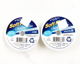 Soft flex silver original flex wire choose your size fine or medium stainless steel wire jewelry making arts and crafts