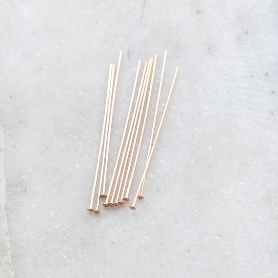 10 Pieces Rose Gold Filled 1.5 Inch Flat Head Pin 24 Gauge Stringing Bead Supplies