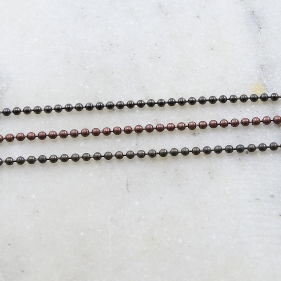 Base Metal 2mm Antique Ball Chain in Antique Copper, Gunmetal, Antique Brass / Chain By the Foot