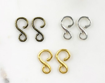 Larger 2 piece pewter simple s hook choose your color unique s hook clasp findings