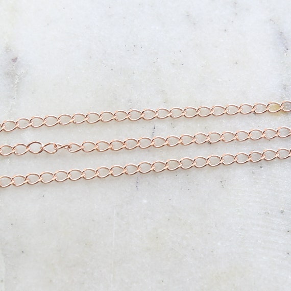 Rose Gold Plated Base Metal Curb Extender Chain 4mm x 3mm Dainty Minimal Simple Everyday Chain / Chain by the Foot