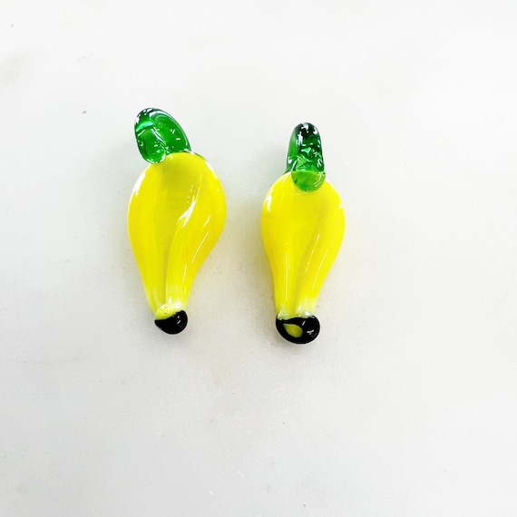 2 Pieces Yellow Glass Banana Charm Juicy Fruit Charm Cute Glass Charm Food Pendant