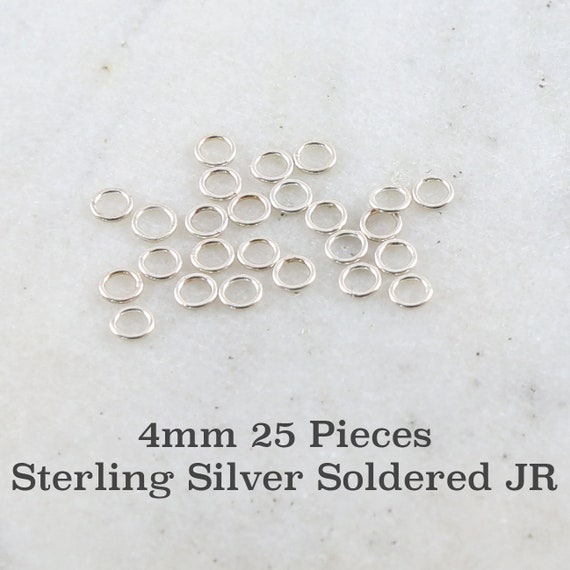 25 Pieces 4mm 21 Gauge Sterling Silver Soldered Closed Jump Rings Charm Links Jewelry Making Supplies Sterling Findings