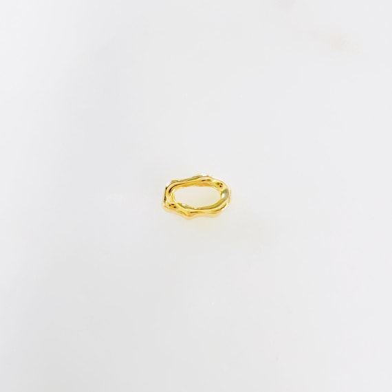 Artisan Organic Rondelle Shape 9mm x 5mm Flat Hammered Textured Oval  Large Hole Spacer Bead in Gold Plated