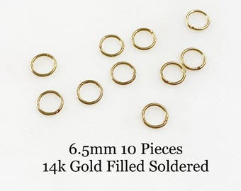 10 pieces 6.5mm 20 gauge 14k gold filled soldered closed jump rings charm links jewelry making supplies gold findings