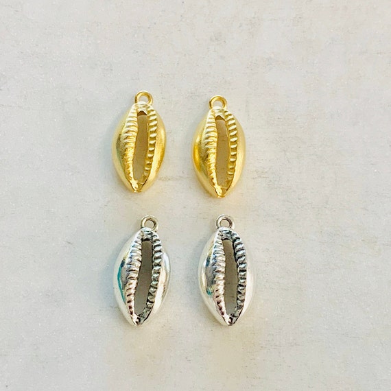 1 Piece Pewter Large Tiger Cowrie Shell Ocean Nautical Charm Pendant